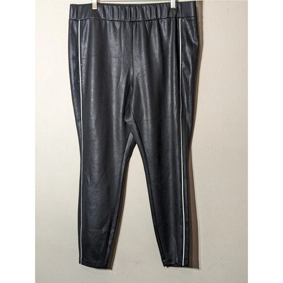 Lane Bryant pull on pants Stretch Black Shimmer Sequin Stripe Super Cute 26/28 - Picture 3 of 7